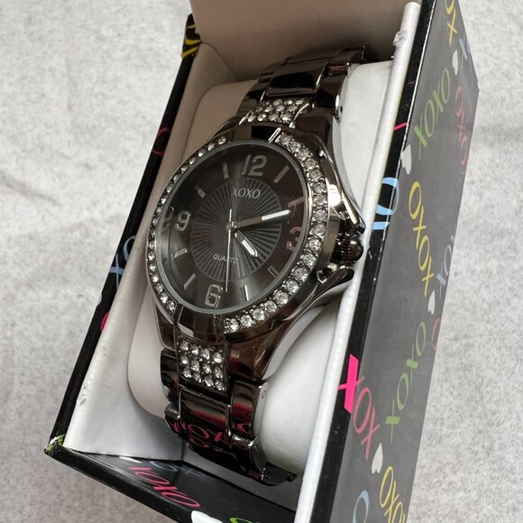 XOXO Women's Gunmetal Gray Analog-Quartz Bracelet Wristwatch - New in Box - Picture 4 of 5
